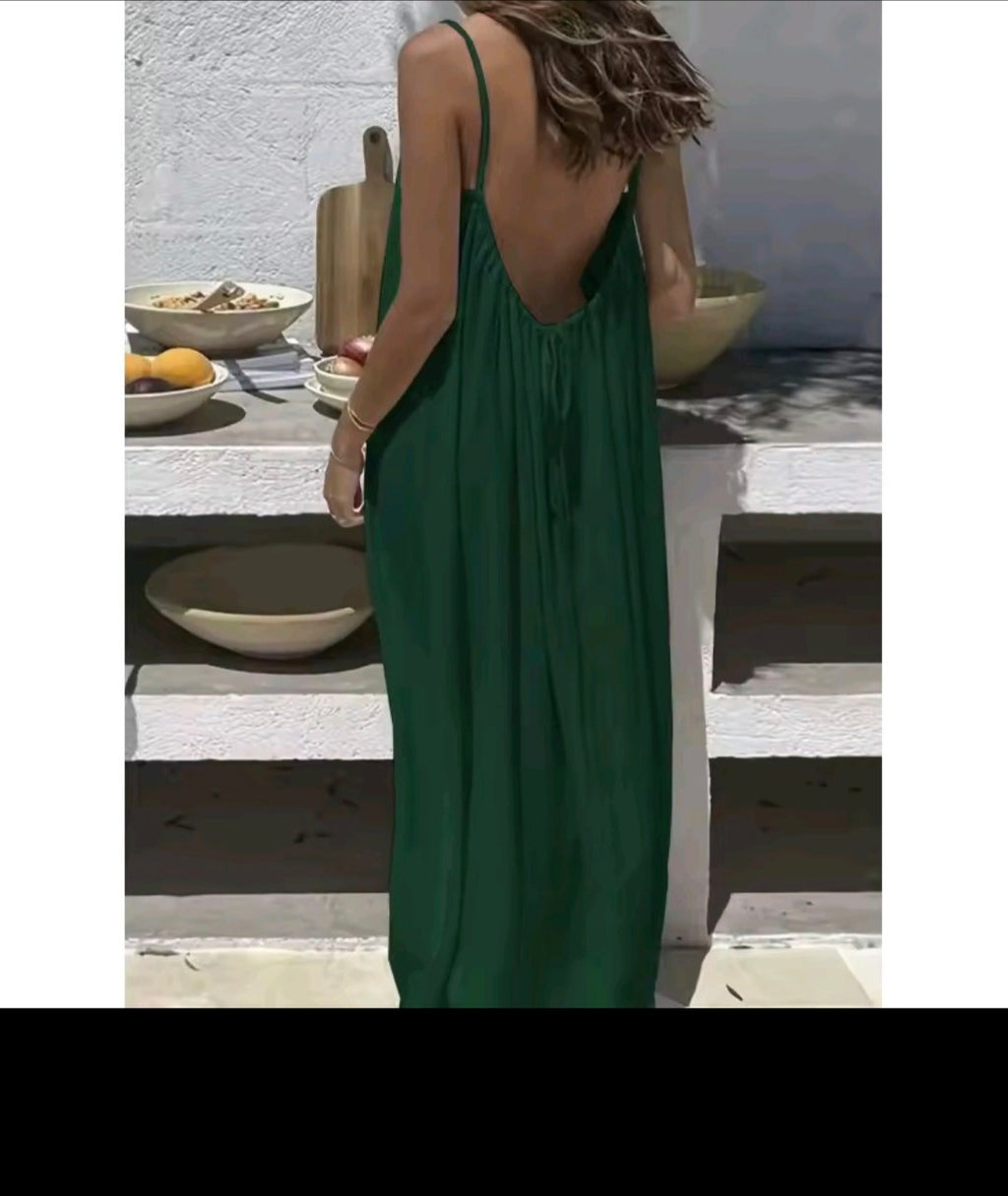 Robe longue décontractée sans bretelles ni dos pour femme