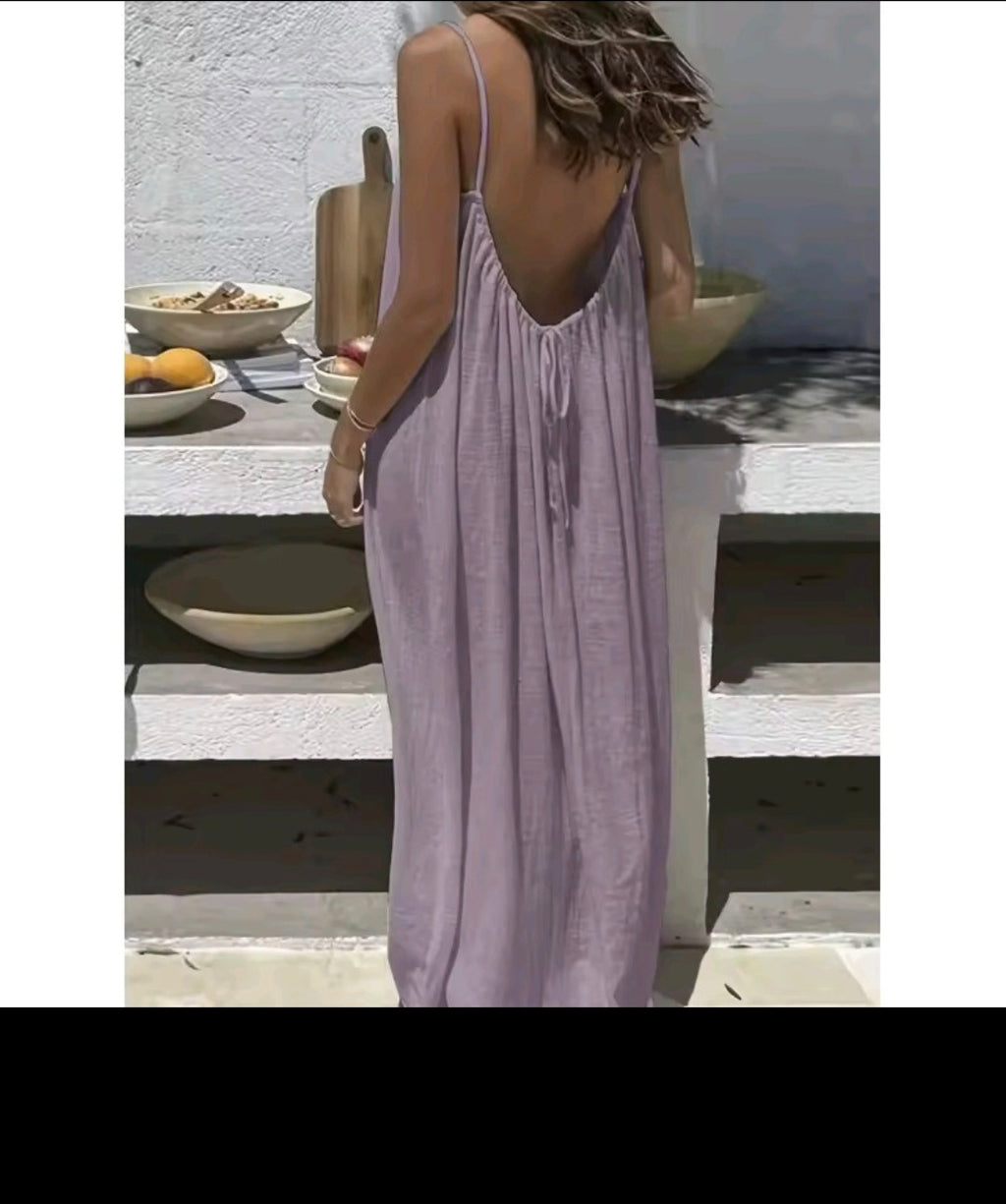 Robe longue décontractée sans bretelles ni dos pour femme