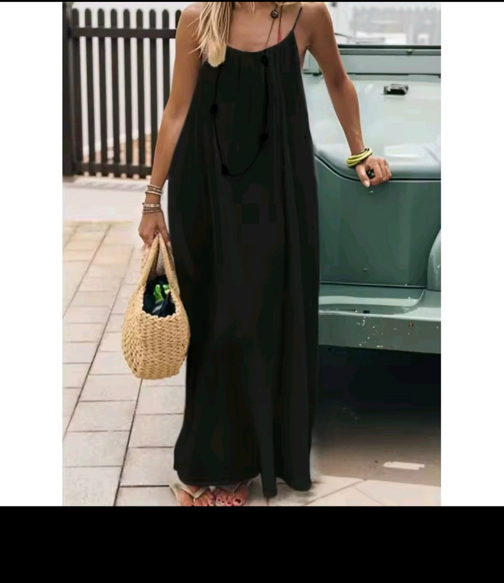 Robe longue décontractée sans bretelles ni dos pour femme