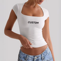 T'shirt décontracté femme a col coeur manche courte en maille respirante.